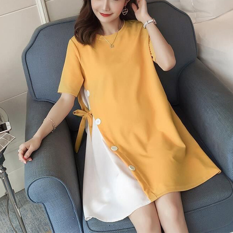 Embrace Your Style with the Irregular Splicing of Fashionable Maternity Dress